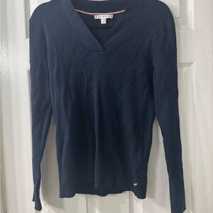 Tommy Hilfiger Dark Navy Blue Knit Women’s V-Neck Sweater